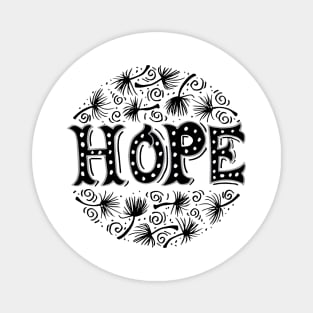 Letter design hope with floral on circle background. Magnet